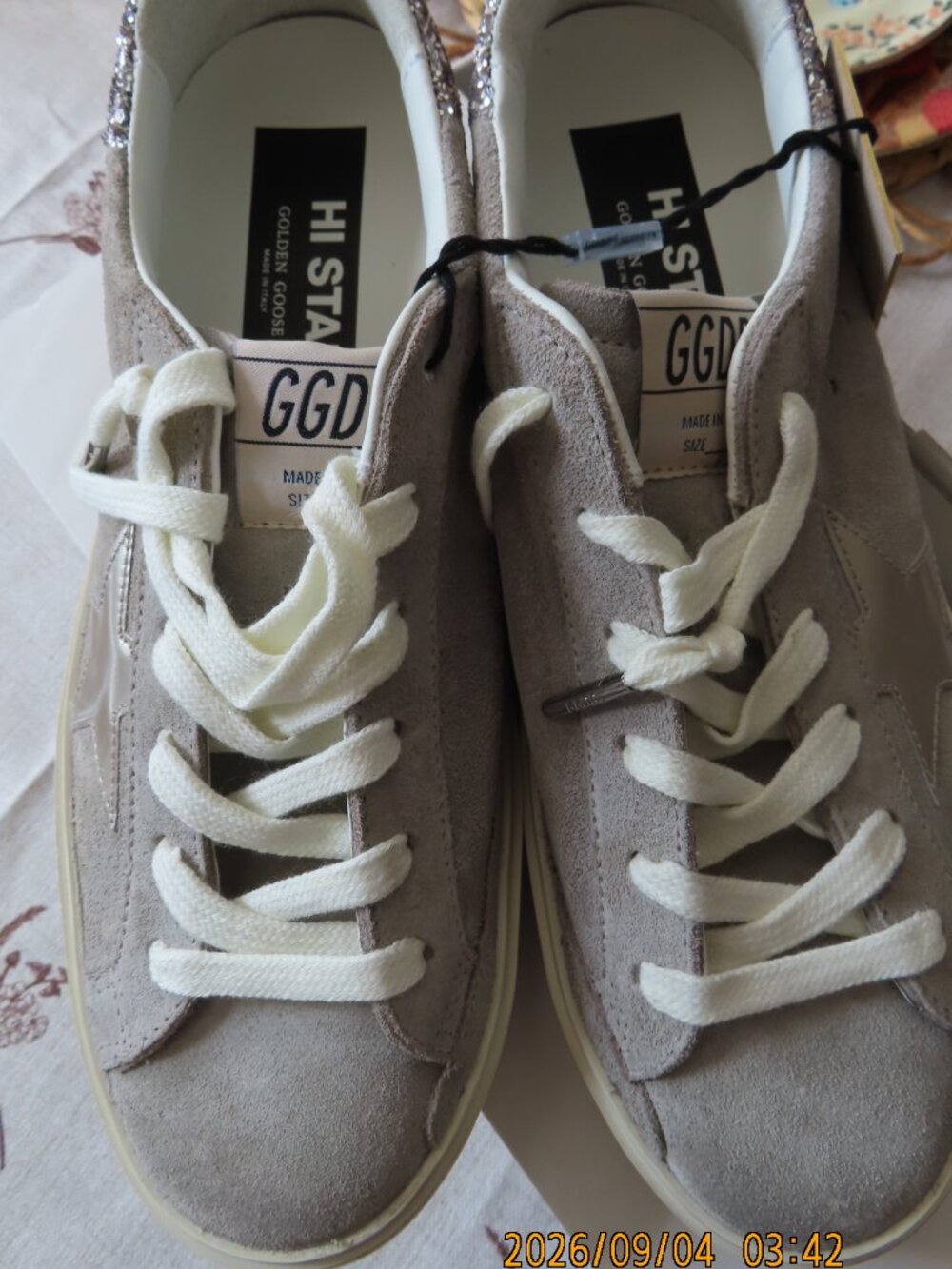 Women’s Hi Star sneakers Grey Suede-laminated Star & Glitter Size 40 - Picture 8 of 15